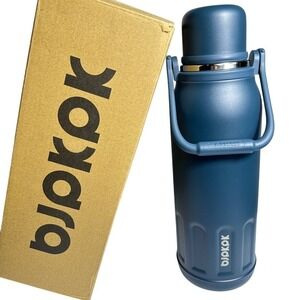 BJPKPK Insulated Water Bottle Thermos 50 oz Blue Stainless Steel Handle Lid